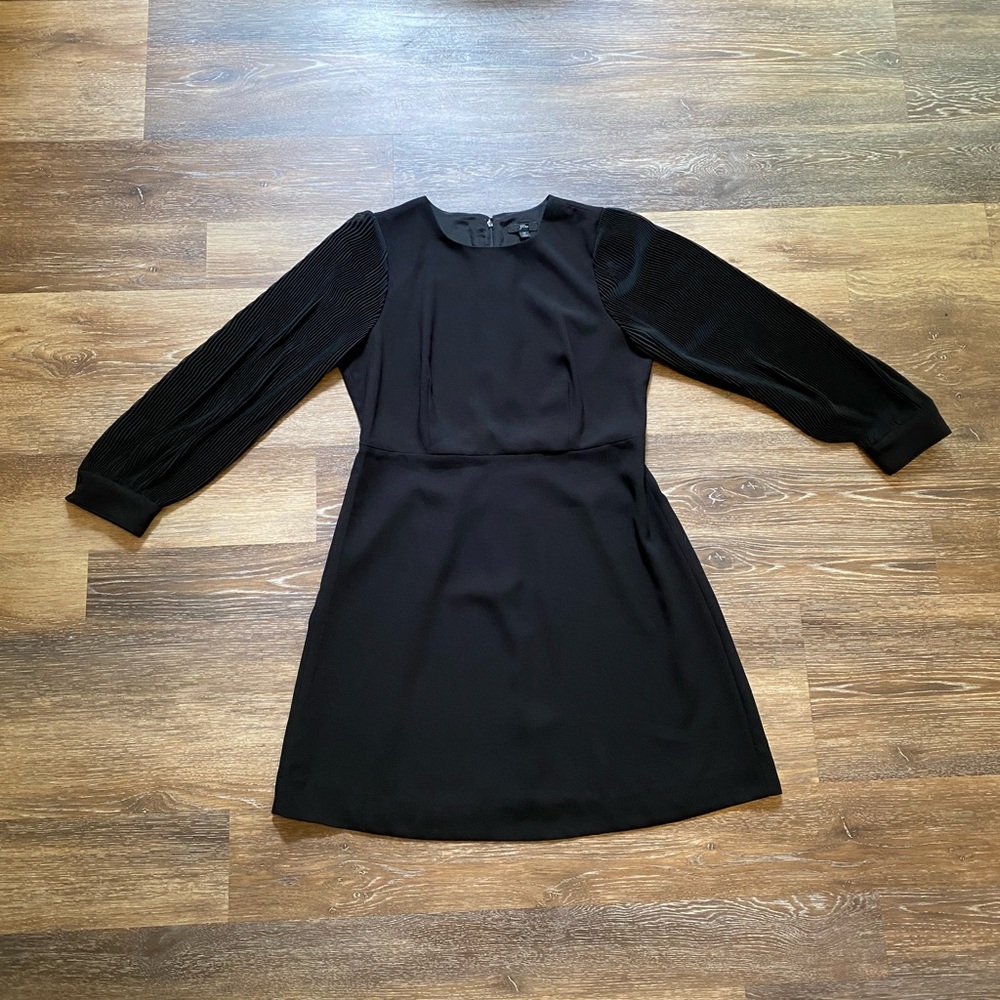 Black pleated-sleeve a-line dress - J. Crew